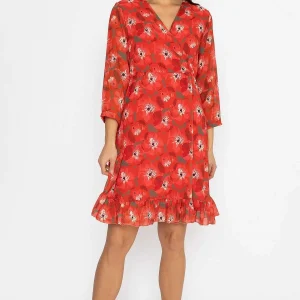 Pala D'oro Roisin Knee Length Dress In Red Print*Women Dresses & Jumpsuits