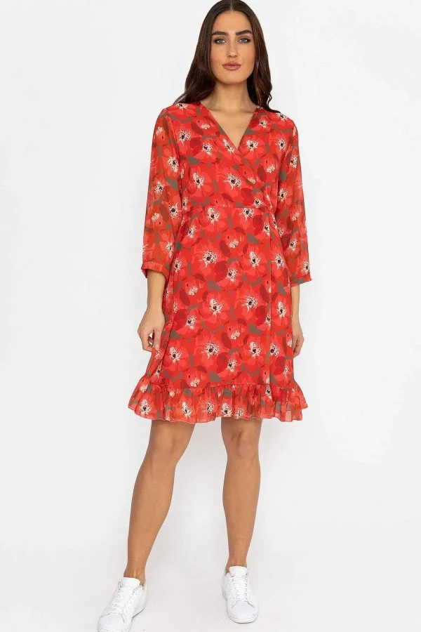 Pala D'oro Roisin Knee Length Dress In Red Print*Women Dresses & Jumpsuits