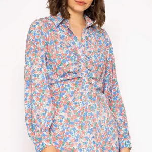 Rowen Avenue Ruched Longline Blouse In Blue Print*Women Tops & Blouses