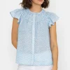 Rowen Avenue Ruffle Blouse In Blue Print*Women Tops & Blouses