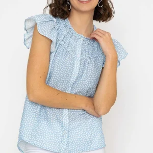 Rowen Avenue Ruffle Blouse In Blue Print*Women Tops & Blouses