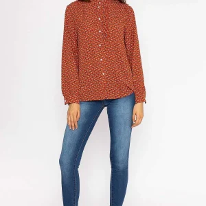 Rowen Avenue Ruffle Blouse In Rust Print*Women Tops & Blouses