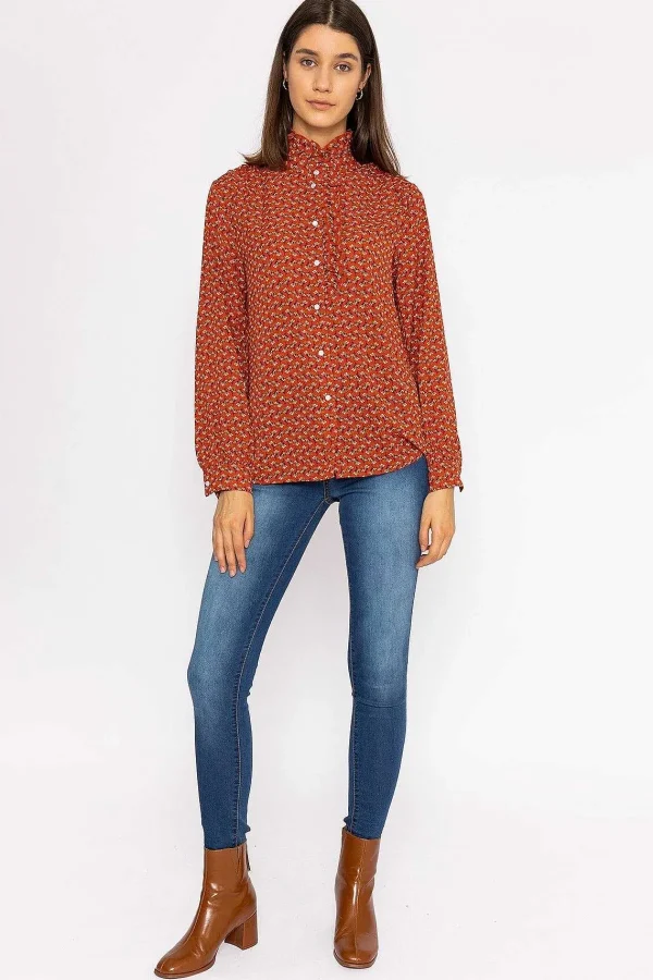 Rowen Avenue Ruffle Blouse In Rust Print*Women Tops & Blouses