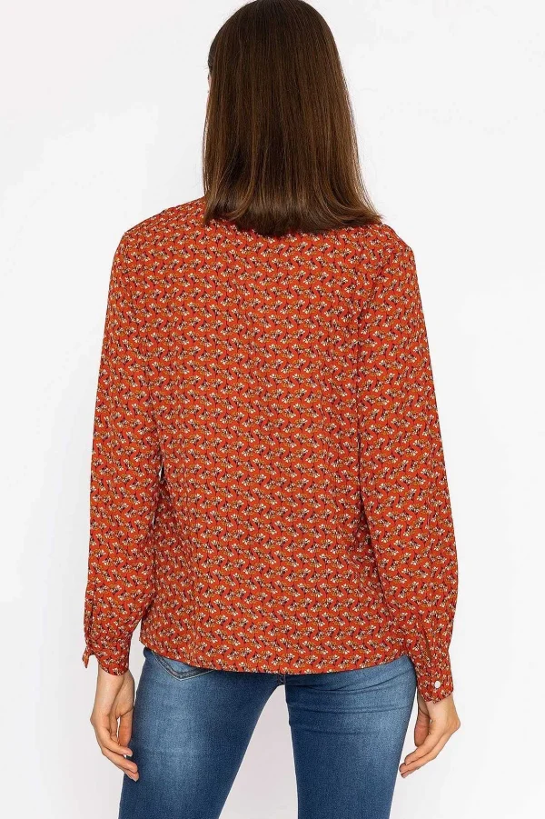 Rowen Avenue Ruffle Blouse In Rust Print*Women Tops & Blouses