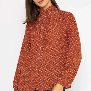 Rowen Avenue Ruffle Blouse In Rust Print*Women Tops & Blouses