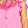 Rowen Avenue Ruffle Satin Shirt In Pink*Women Tops & Blouses