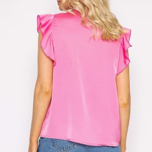 Rowen Avenue Ruffle Satin Shirt In Pink*Women Tops & Blouses