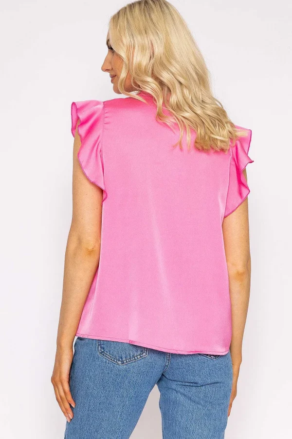 Rowen Avenue Ruffle Satin Shirt In Pink*Women Tops & Blouses