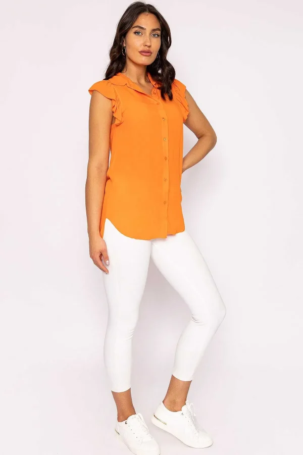 Rowen Avenue Ruffle Viscose Top In Orange*Women Tops & Blouses