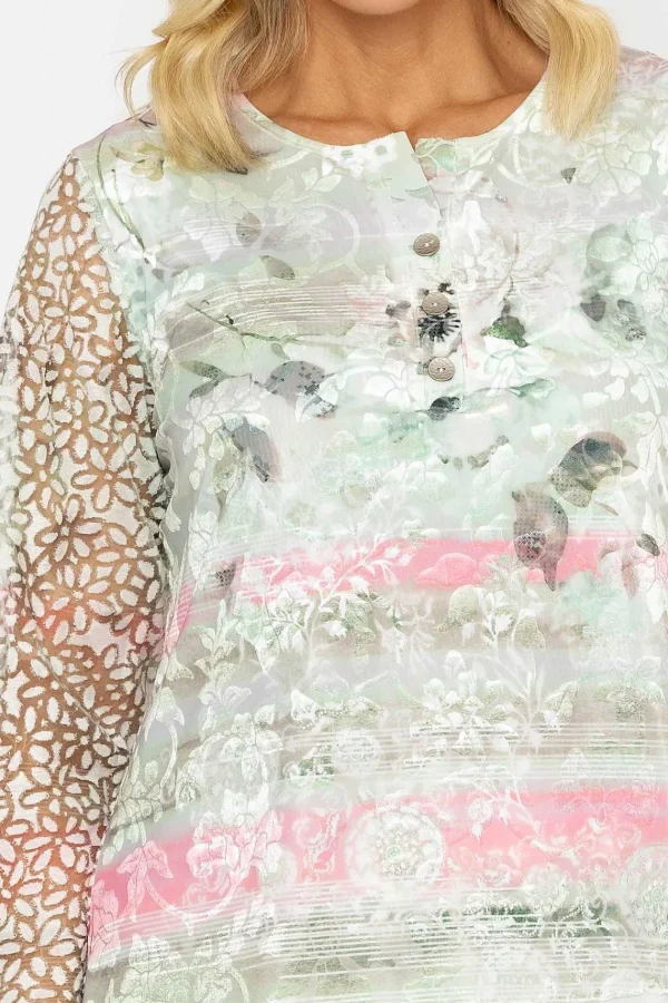 Voulez Vous Sage Printed Dovore Top*Women Tops & Blouses