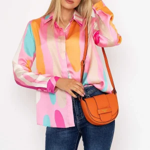 Pala D'oro Sateen Print Shirt In Pink Print*Women Tops & Blouses