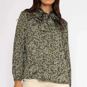 Pala D'oro Sateen Pussybow Blouse In Khaki*Women Tops & Blouses