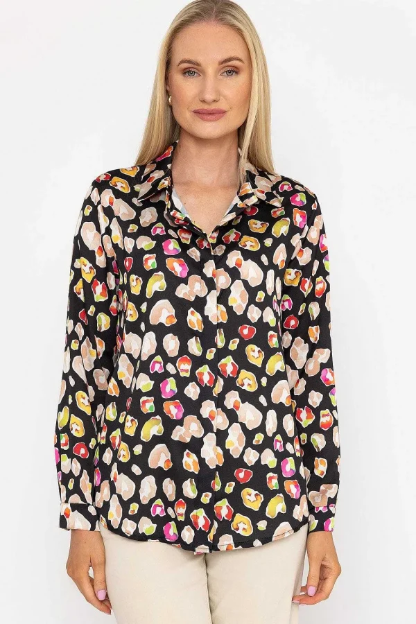 Pala D'oro Sateen Shirt In Black Print*Women Tops & Blouses