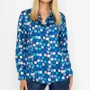 Pala D'oro Sateen Shirt In Blue And Navy Print*Women Tops & Blouses