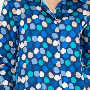 Pala D'oro Sateen Shirt In Blue And Navy Print*Women Tops & Blouses