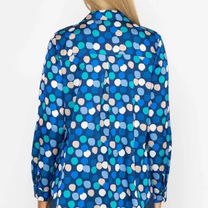 Pala D'oro Sateen Shirt In Blue And Navy Print*Women Tops & Blouses