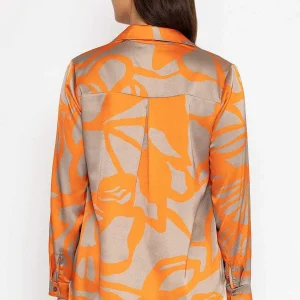 Pala D'oro Sateen Shirt In Orange Print*Women Tops & Blouses