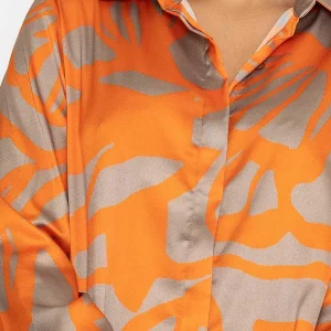 Pala D'oro Sateen Shirt In Orange Print*Women Tops & Blouses