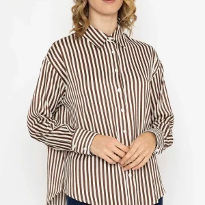 Rowen Avenue Satin Stripe Shirt In Brown*Women Tops & Blouses