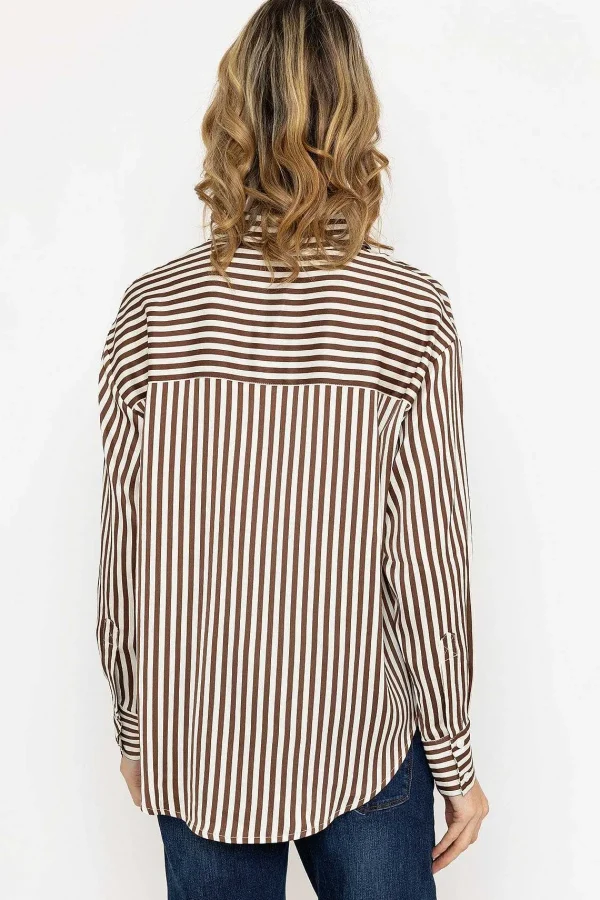 Rowen Avenue Satin Stripe Shirt In Brown*Women Tops & Blouses