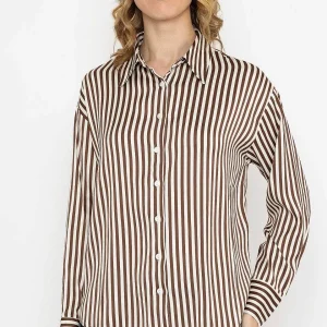 Rowen Avenue Satin Stripe Shirt In Brown*Women Tops & Blouses