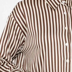 Rowen Avenue Satin Stripe Shirt In Brown*Women Tops & Blouses