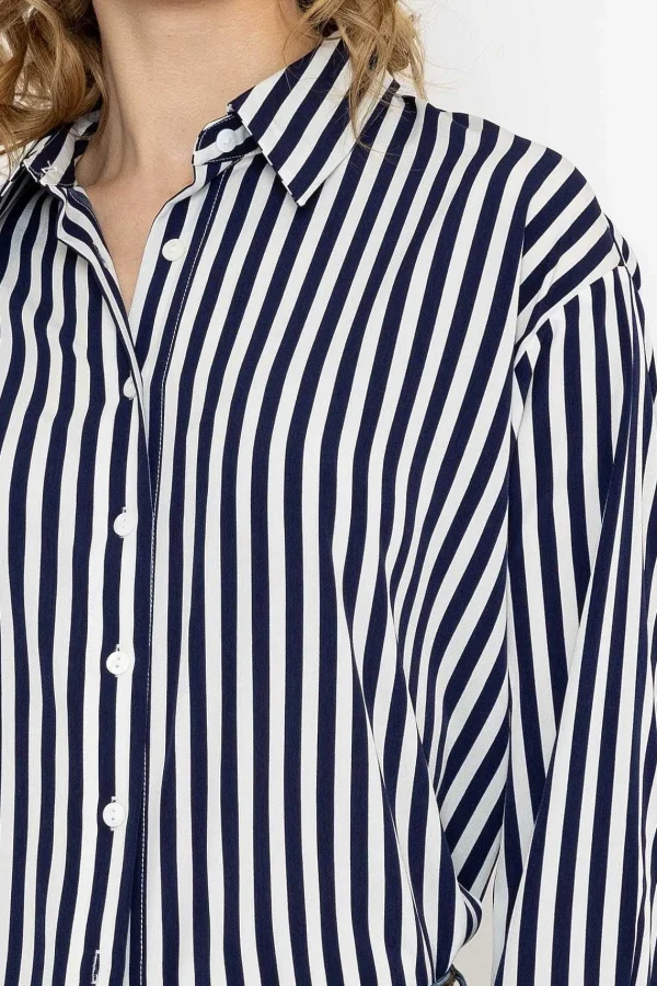 Rowen Avenue Satin Stripe Shirt In Navy*Women Tops & Blouses