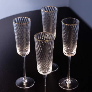 Atticus & Stone Set Of 4 Gold Trimmed Champagne Flutes* Homeware