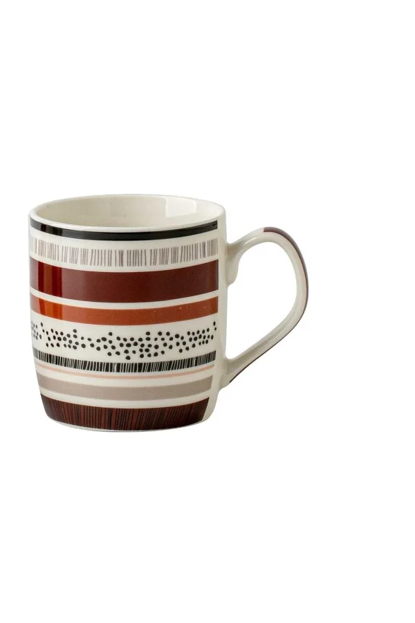 Carraig Donn HOME Set Of 4 Striped Brown Mugs* Homeware