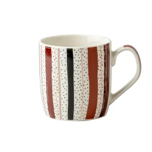 Carraig Donn HOME Set Of 4 Striped Brown Mugs* Homeware