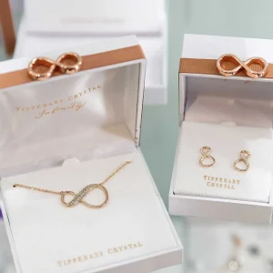 Tipperary Crystal Jewellery 8 Shape Rose Gold Infinity Stud Earrings* Her