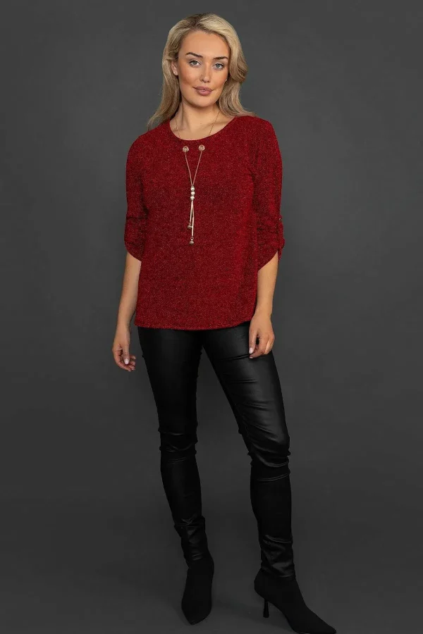 Pala D'oro Shimmer Top In Red*Women Tops & Blouses