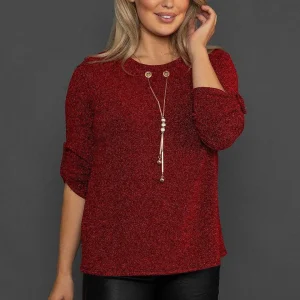 Pala D'oro Shimmer Top In Red*Women Tops & Blouses