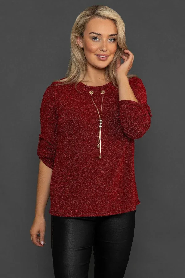 Pala D'oro Shimmer Top In Red*Women Tops & Blouses