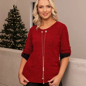 Pala D'oro Shimmer Top In Red*Women Tops & Blouses