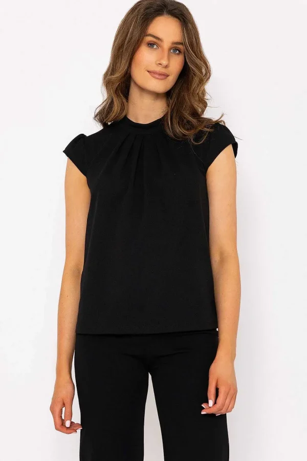 J'aime la Vie Short Cap Sleeve Top In Black*Women Tops & Blouses