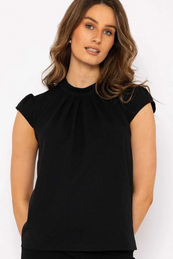 J'aime la Vie Short Cap Sleeve Top In Black*Women Tops & Blouses