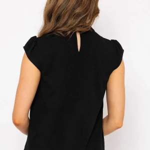 J'aime la Vie Short Cap Sleeve Top In Black*Women Tops & Blouses