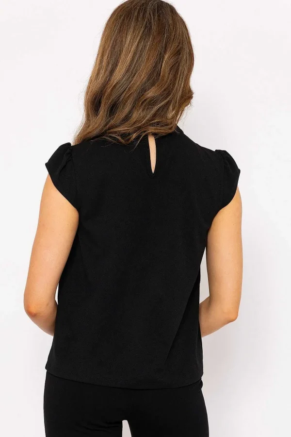 J'aime la Vie Short Cap Sleeve Top In Black*Women Tops & Blouses