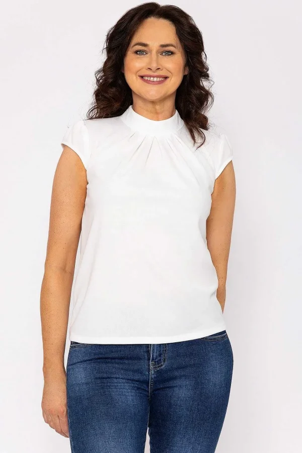 J'aime la Vie Short Cap Sleeve Top In Ecru*Women Tops & Blouses