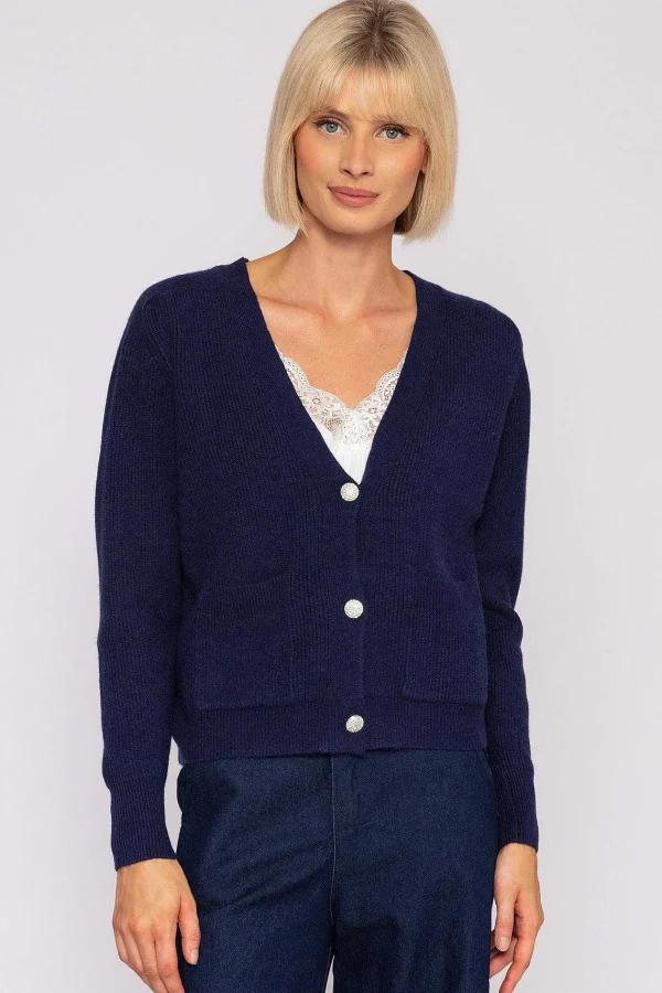 J'aime la Vie Short Cardigan In Navy*Women Jumpers & Cardigans