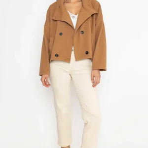 Pala D'oro Short Funnel Neck Jacket In Camel*Women Coats & Jackets