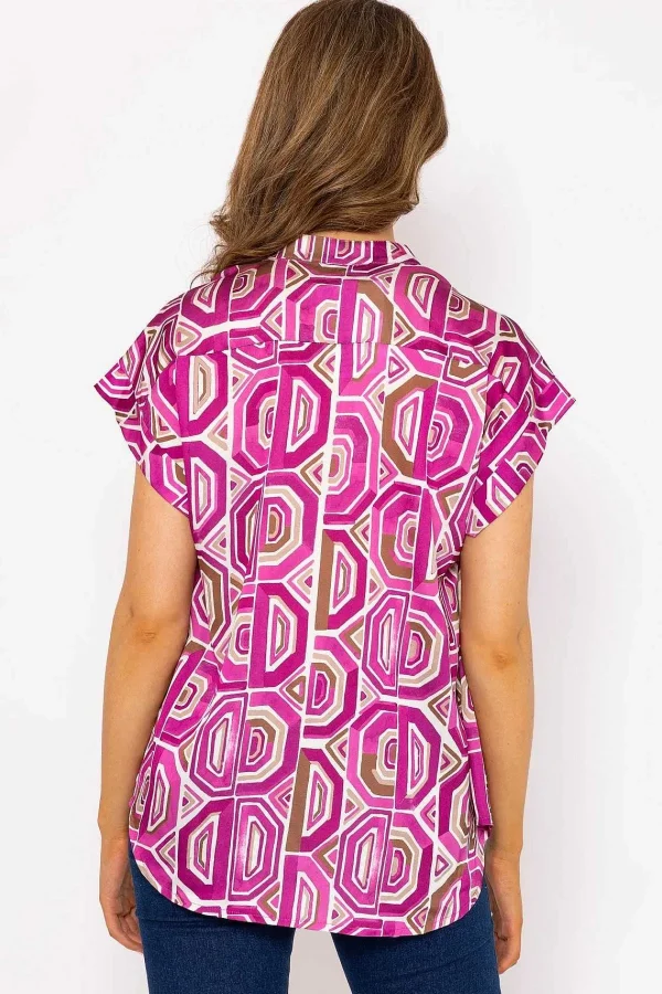 Pala D'oro Short Sleeve Lola Top In Pink Print*Women Tops & Blouses