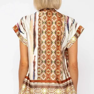 Pala D'oro Short Sleeve Lola Top In Brown Print*Women Tops & Blouses