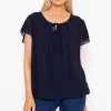 Pala D'oro Short Sleeve Plain Blouse In Navy*Women Tops & Blouses