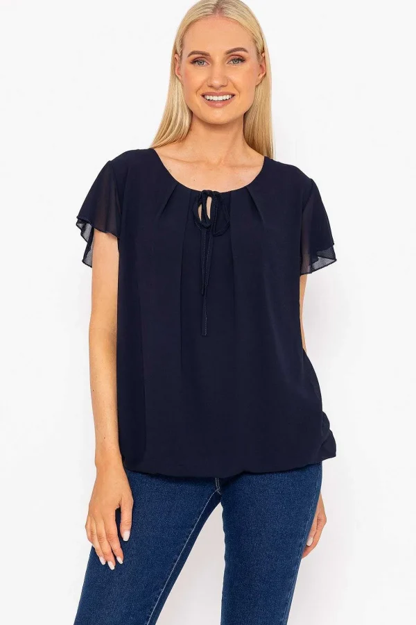 Pala D'oro Short Sleeve Plain Blouse In Navy*Women Tops & Blouses