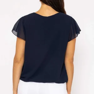 Pala D'oro Short Sleeve Plain Blouse In Navy*Women Tops & Blouses