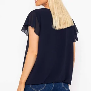 Pala D'oro Short Sleeve Plain Blouse In Navy*Women Tops & Blouses