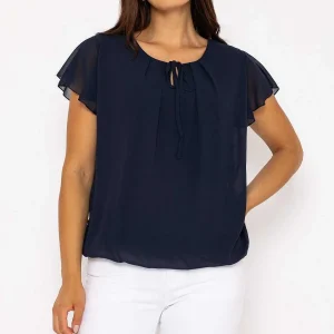 Pala D'oro Short Sleeve Plain Blouse In Navy*Women Tops & Blouses