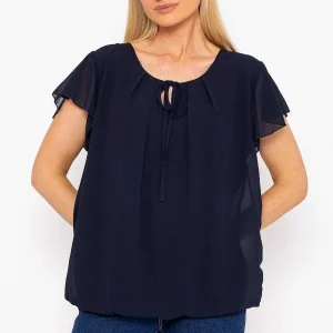 Pala D'oro Short Sleeve Plain Blouse In Navy*Women Tops & Blouses